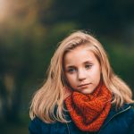 young girl with scarf