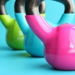 Kettlebells in pink, blue and green