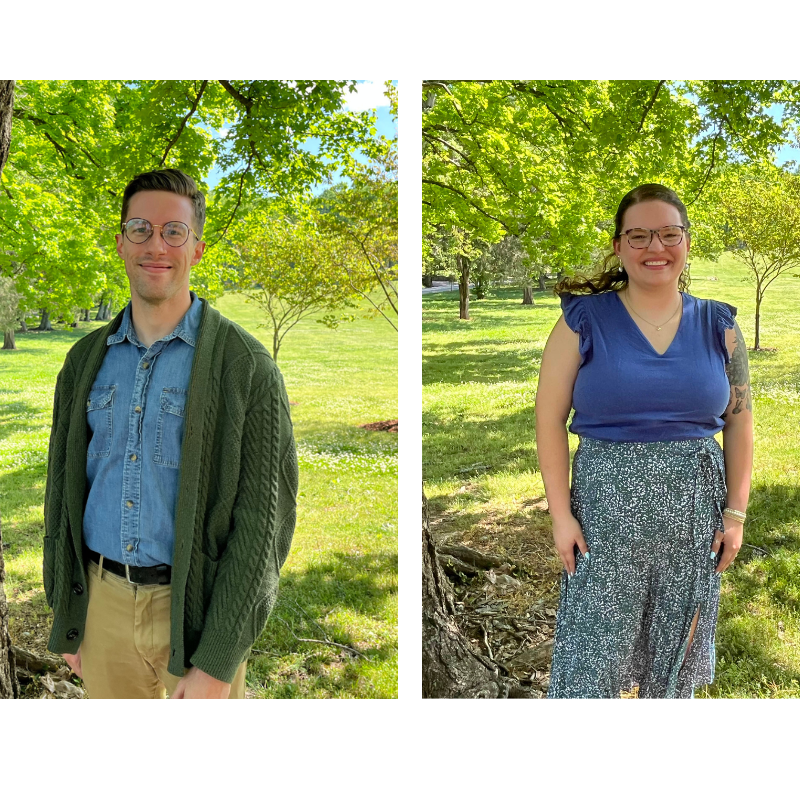 Man and Woman stand in park